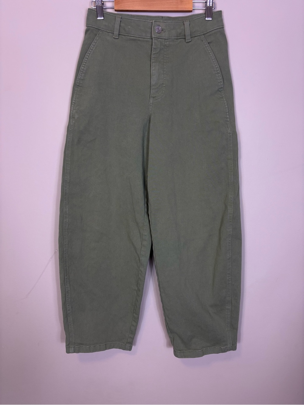 Everlane Olive Green Organic Cotton Barrel Leg Jeans 4R